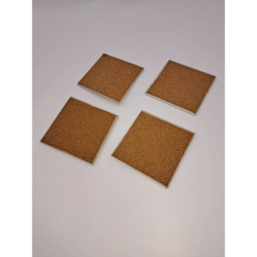 Set of 4 White Red Ceramic Tile Coasters with Red Snowflakes Cork bottoms